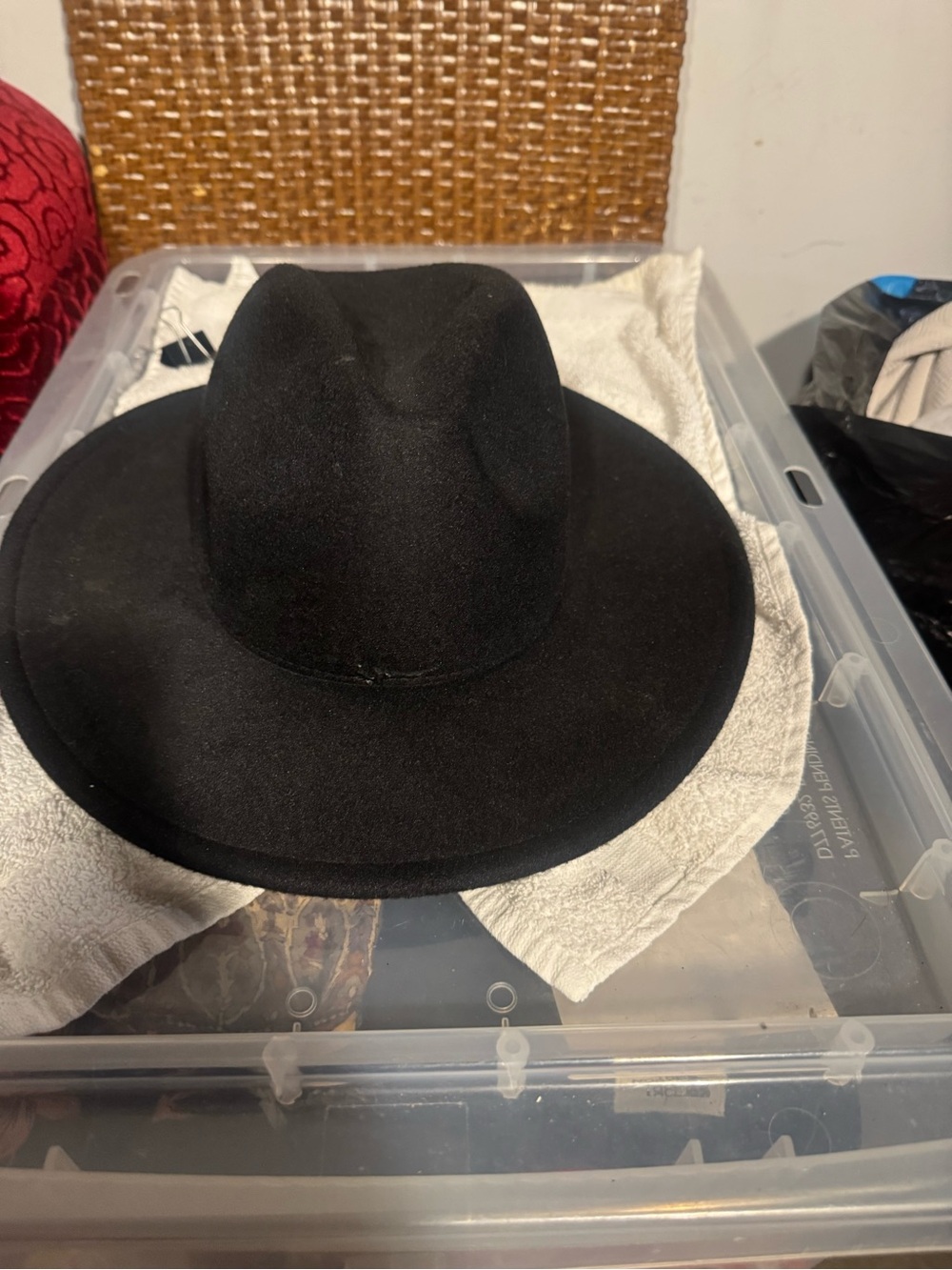 Classic Black Wide-Brim Women's Felt Fedora Hat